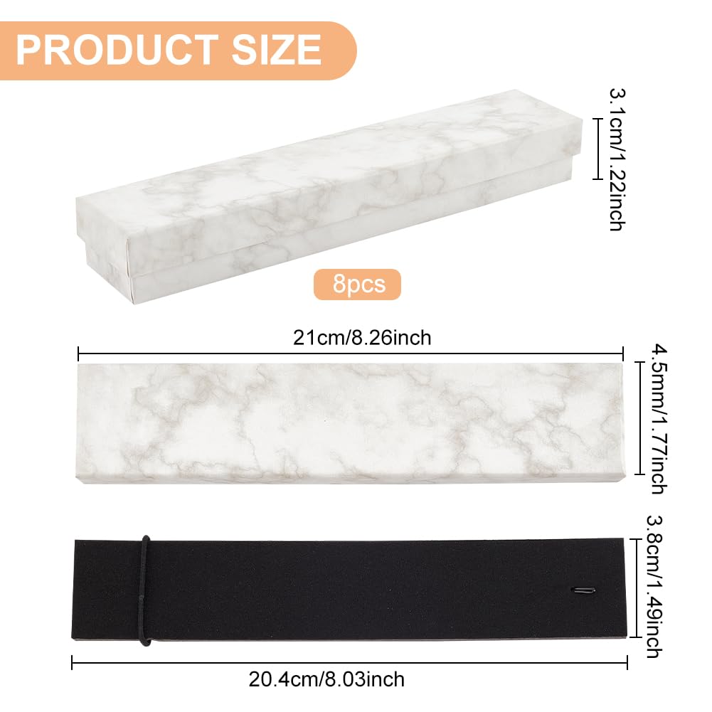 BENECREAT Boîte Bijoux Carton Marbre Blanc 21cm x8