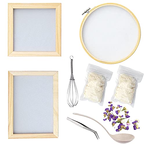 Cayway kit fabrication papier 9 pièces 3 cadres bois fleurs séchées