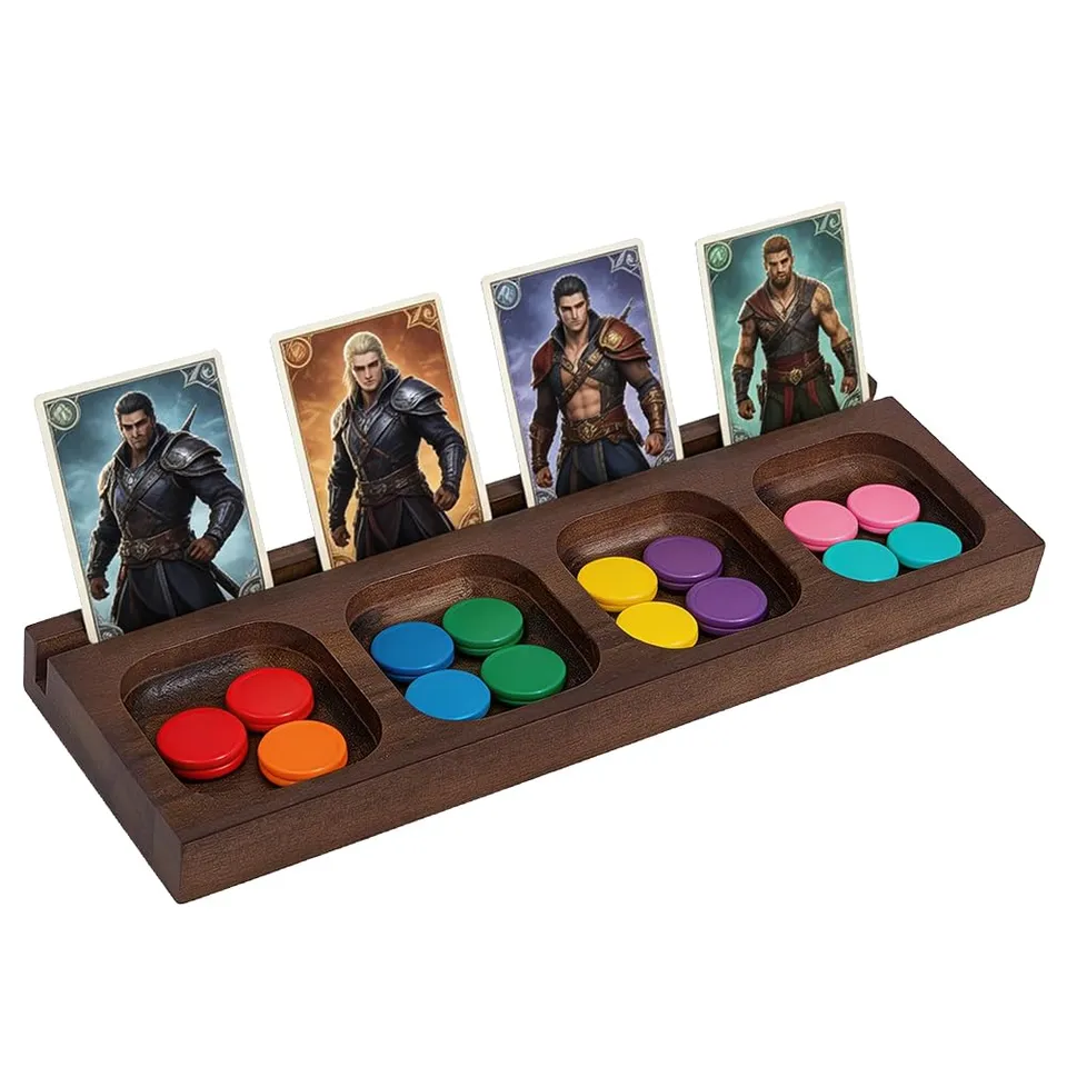 BENECREAT Plateau organisateur bois jetons marron coco 22 cm