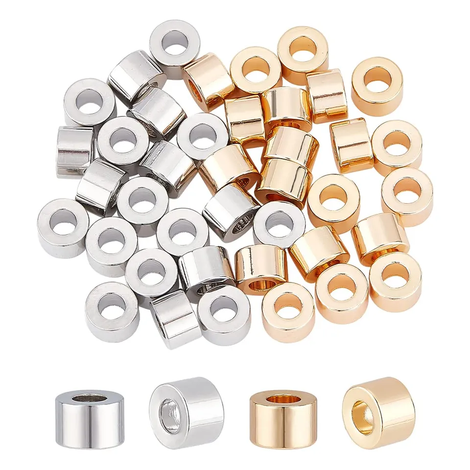 BENECREAT 40 perles intercalaires colonne 6x4 mm doré