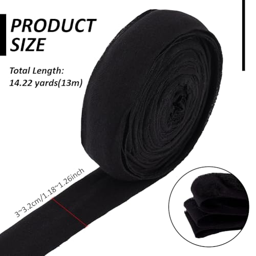 BENECREAT biais coton noir pli simple 30mm 13m