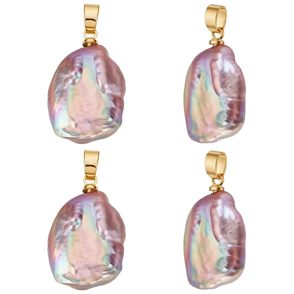 BENECREAT Perles Baroques 22-24mm Lot 4 Pendentifs Colorés