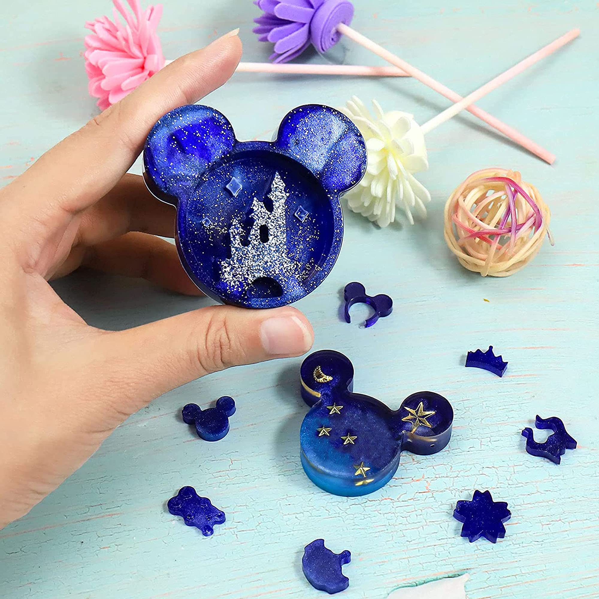 Cayway moule silicone tête souris 2 pcs bijoux paillettes
