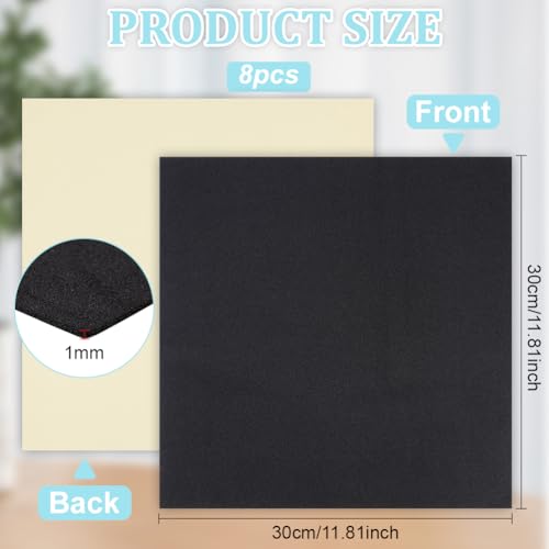 BENECREAT Mousse EVA Auto-Adhésive Noire 1mm 30x30cm 8 Feuilles