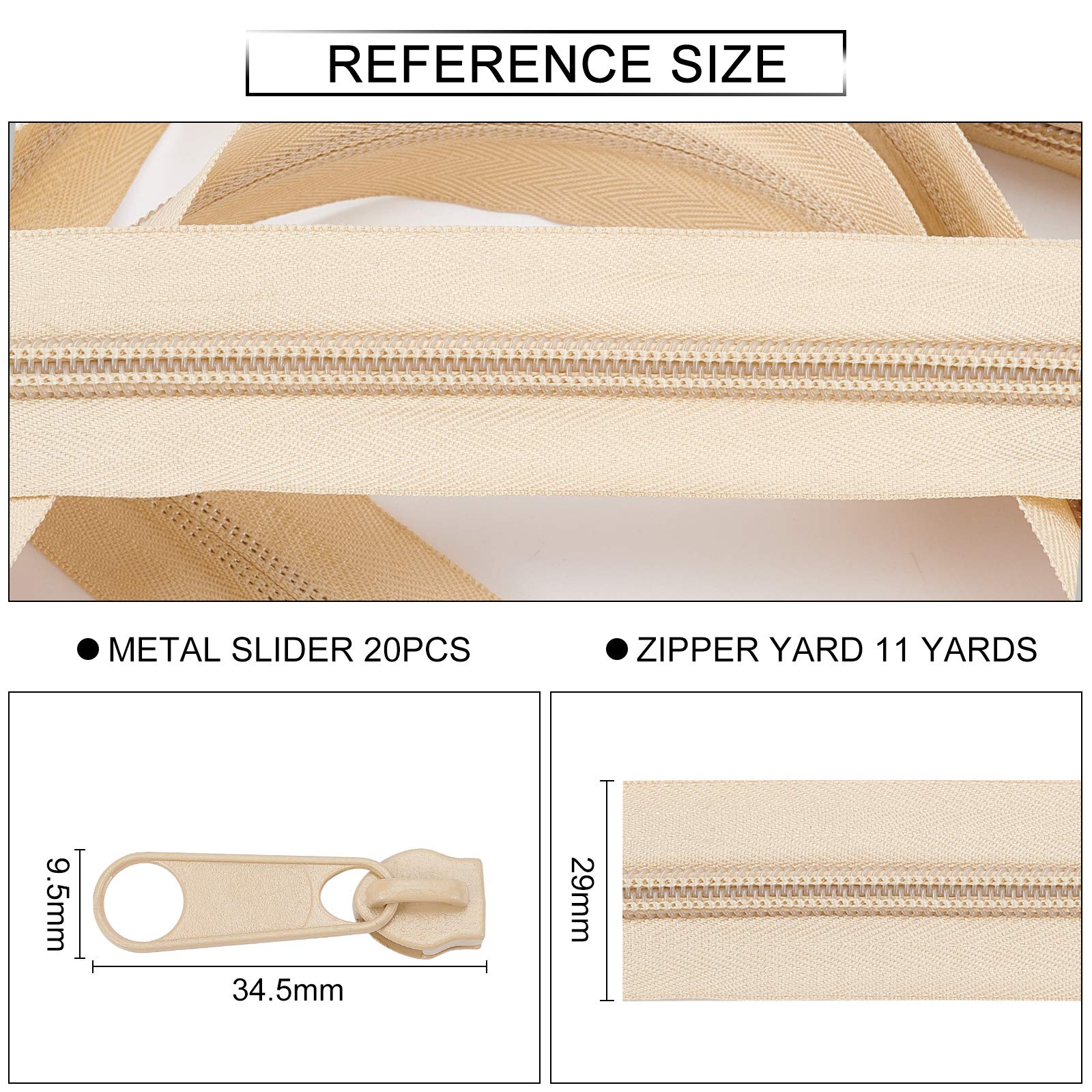 BENECREAT fermeture éclair nylon #5 bois bohu 10 m +20 curseurs