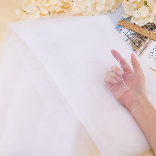BENECREAT Tissu maille nylon blanc 4,5 m voile mariée