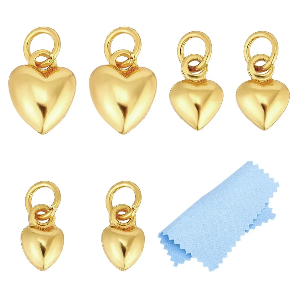 BENECREAT 925 Pendentifs Cœur 3D Argent Lot 6