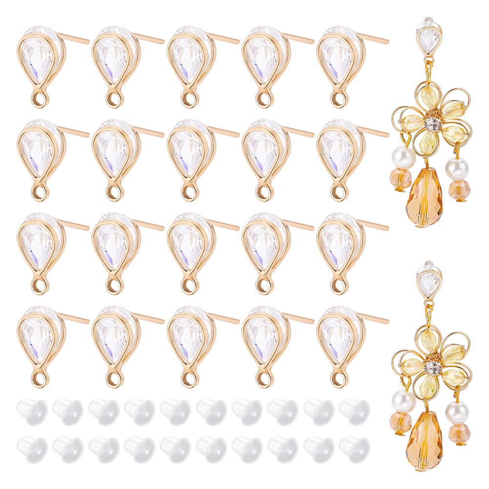 BENECREAT crochets oreilles oeil cheval plaqué or 18K x12 zircon