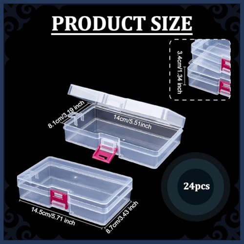 BENECREAT Boîtes Rangement Plastique Transparent 24pcs Bleu Rouge