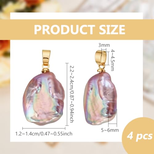 BENECREAT Perles Baroques 22-24mm Lot 4 Pendentifs Colorés