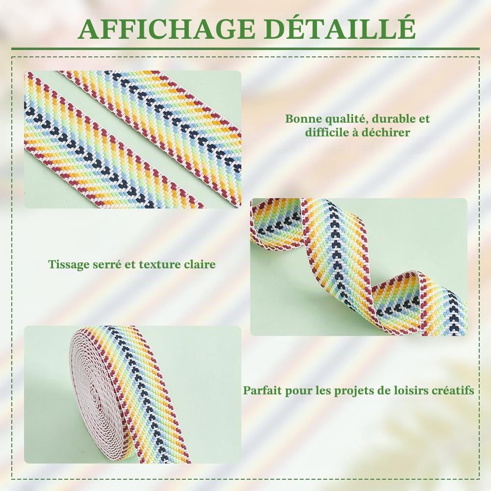 BENECREAT Sangle Coton Jacquard Flèche 38mm 4,6m Multicolore