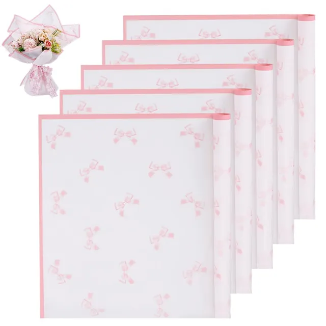 BENECREAT papier bouquet fleurs rose noeud 40 feuilles 56cm