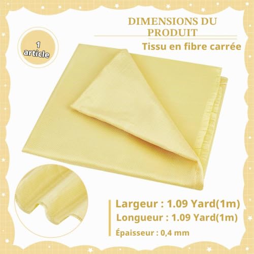 BENECREAT tissu Kevlar aramide jaune 1x1m résistant coupure