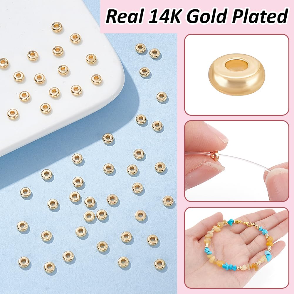 BENECREAT Perles Heishi Plaqué Or 14K 4mm 300 pcs laiton