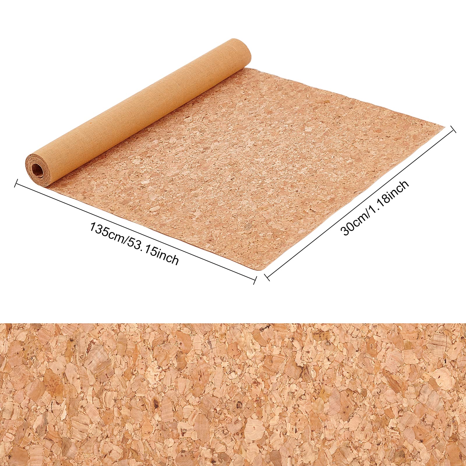BENECREAT 135x30 cm Tissu Liège Naturel 0,5 mm
