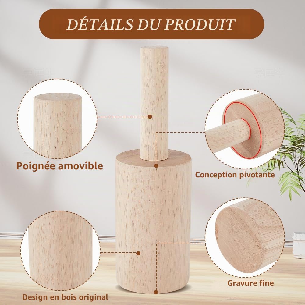 BENECREAT Moule Tasse 220x70mm Outil Poterie Bois 70mm