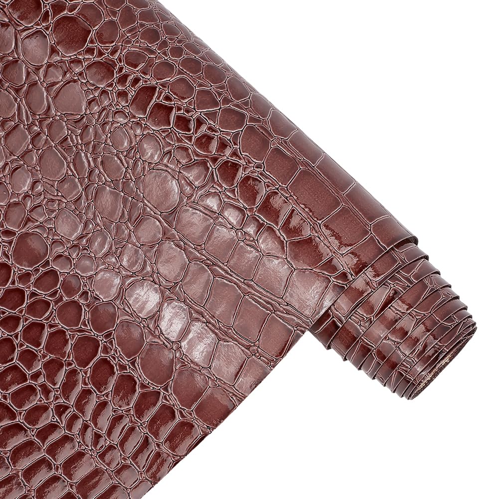 BENECREAT Tissu Faux Cuir Crocodile Rouge 2,7x1,37 m