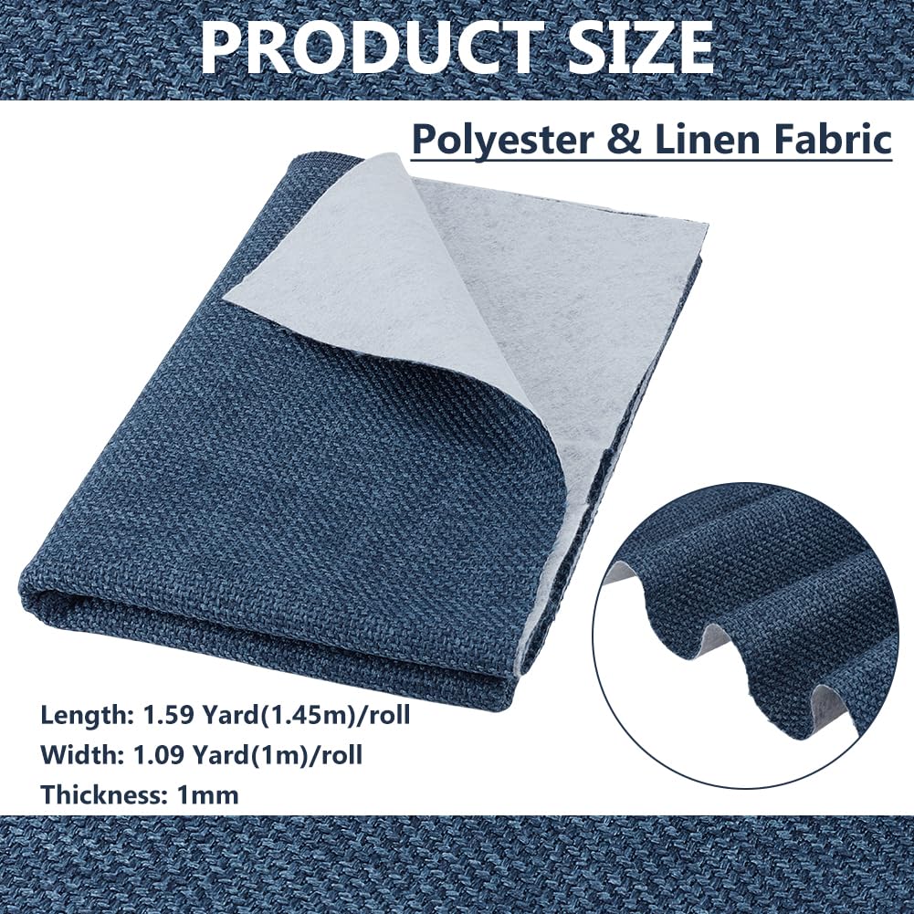 BENECREAT tissu lin polyester bleu 1,45m épais 1mm