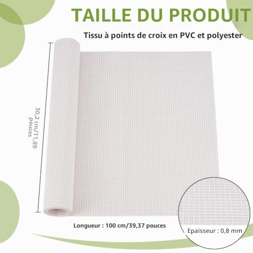 BENECREAT 14CT Toile Aida Plastique Neige 100x30cm