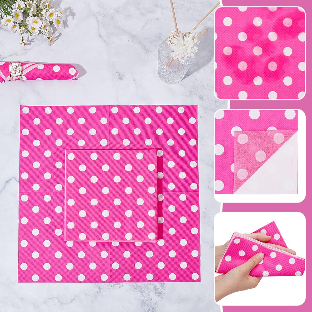 BENECREAT Serviettes Papier Pois Blancs Rose Vif 33cm 140 pcs