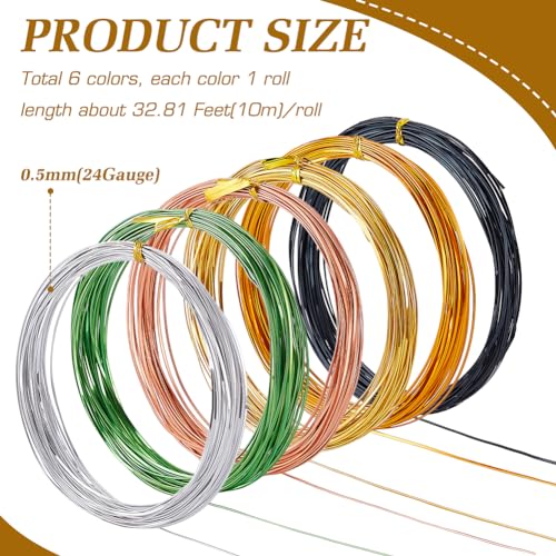 BENECREAT Fil Aluminium Plat 6 Couleurs 60 m 0,5 mm