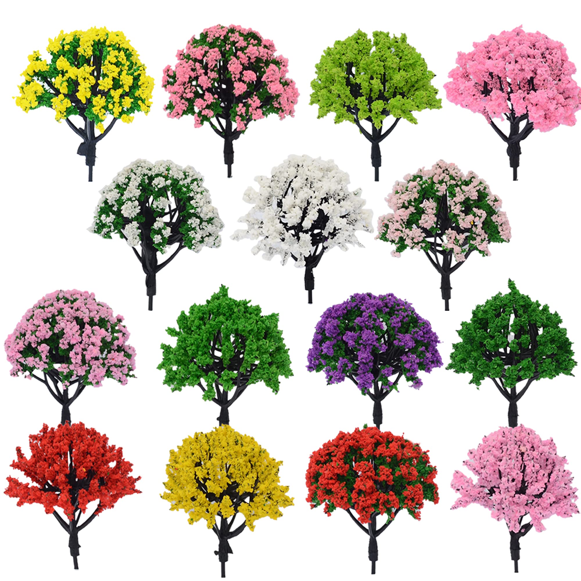 Cayway Arbres miniatures plastique 6,5cm rose x10