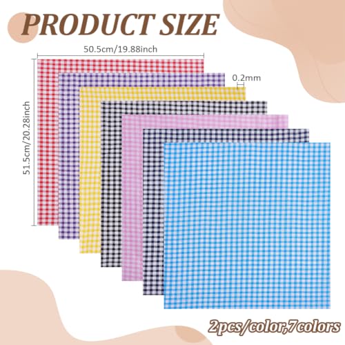 BENECREAT Coupon coton vichy multicolore 50,5x51,5cm lot 14