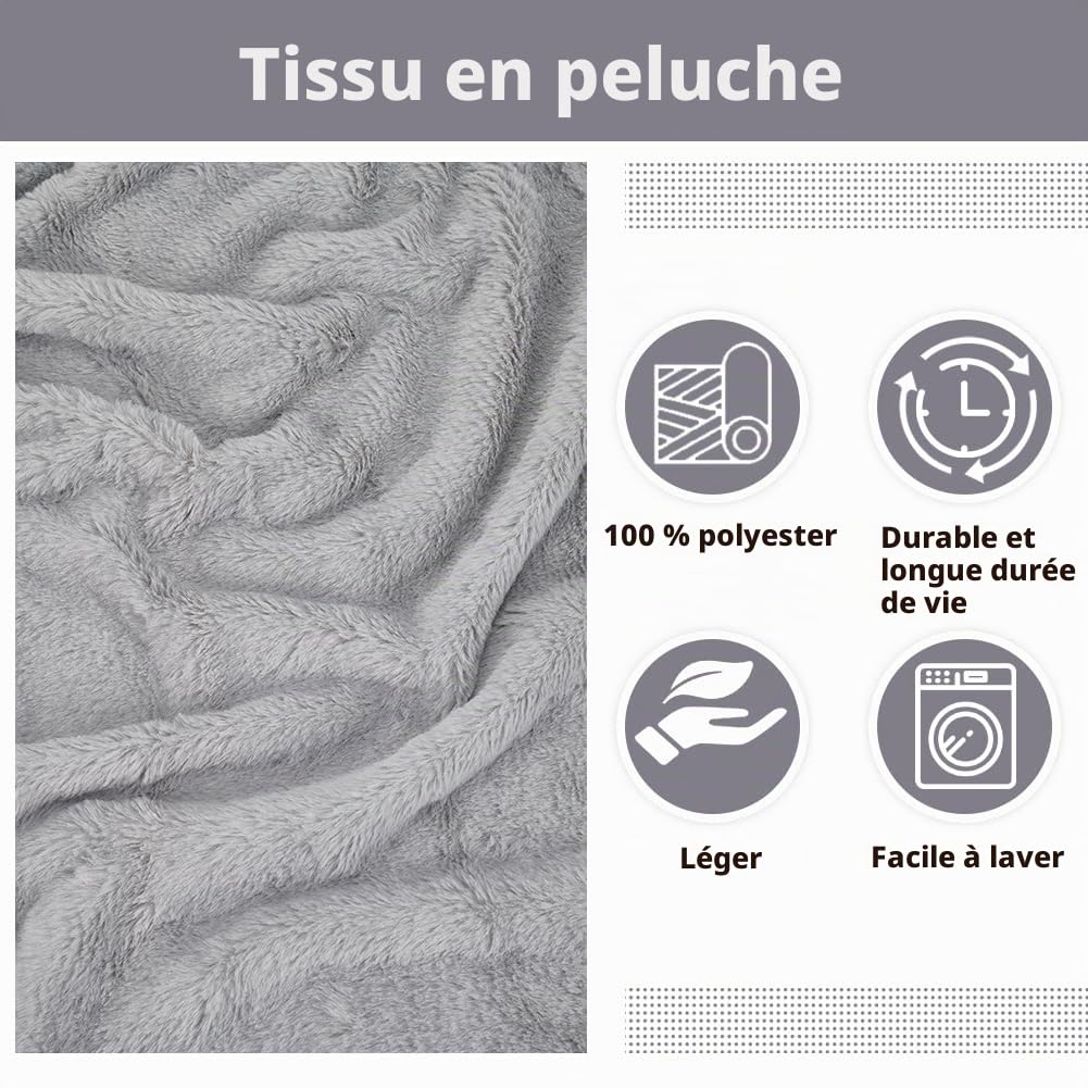 BENECREAT Tissu fausse fourrure gris foncé 160x50cm poils courts
