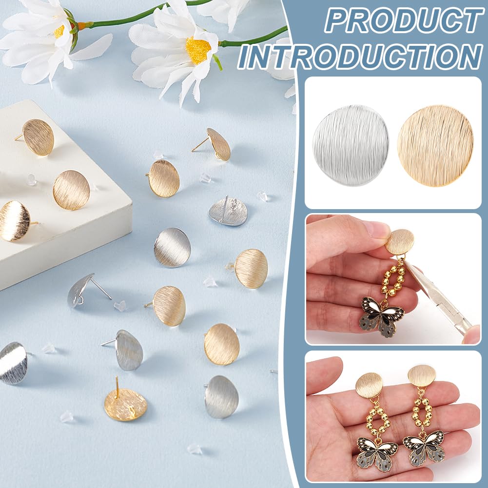 BENECREAT Clous d'Oreilles Disque Plaqué Or 32 Paires