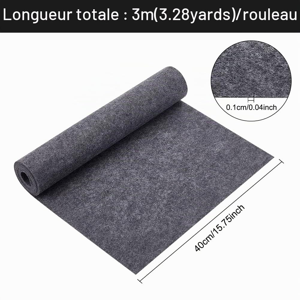 BENECREAT Feutre Polyester Gris Foncé 3m x 40cm