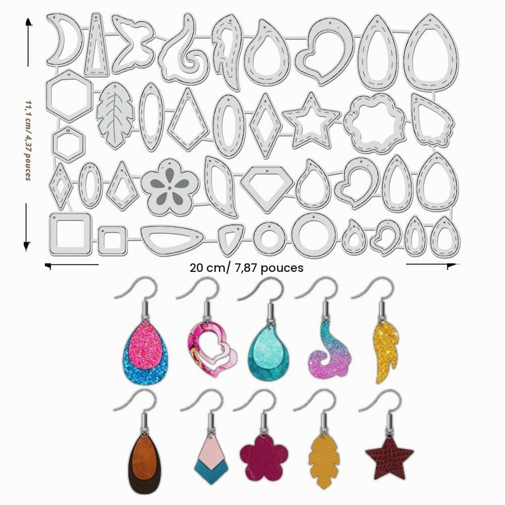 BENECREAT Moderne 38 pcs dies boucle oreille coeur fleur larme