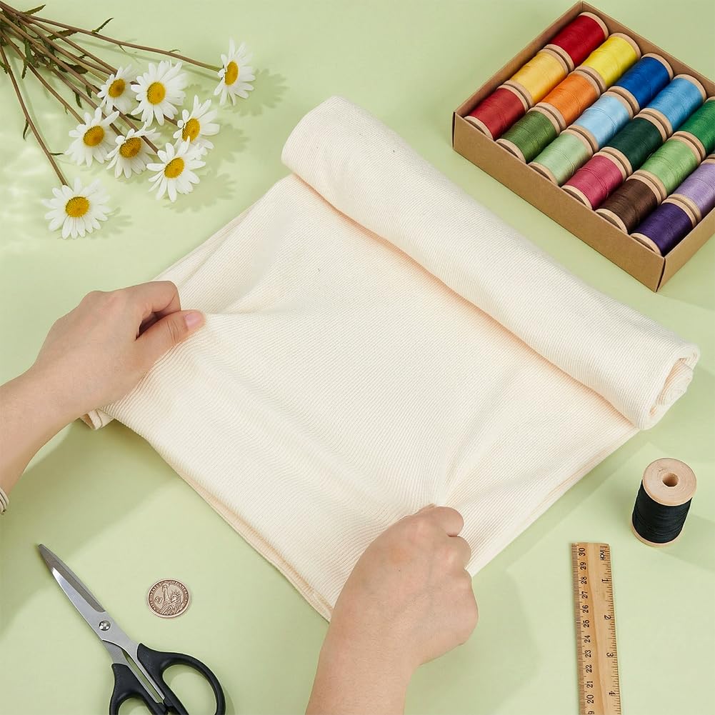 BENECREAT Tissu Jersey Côtelé Vieille Dentelle 100x70cm Coton