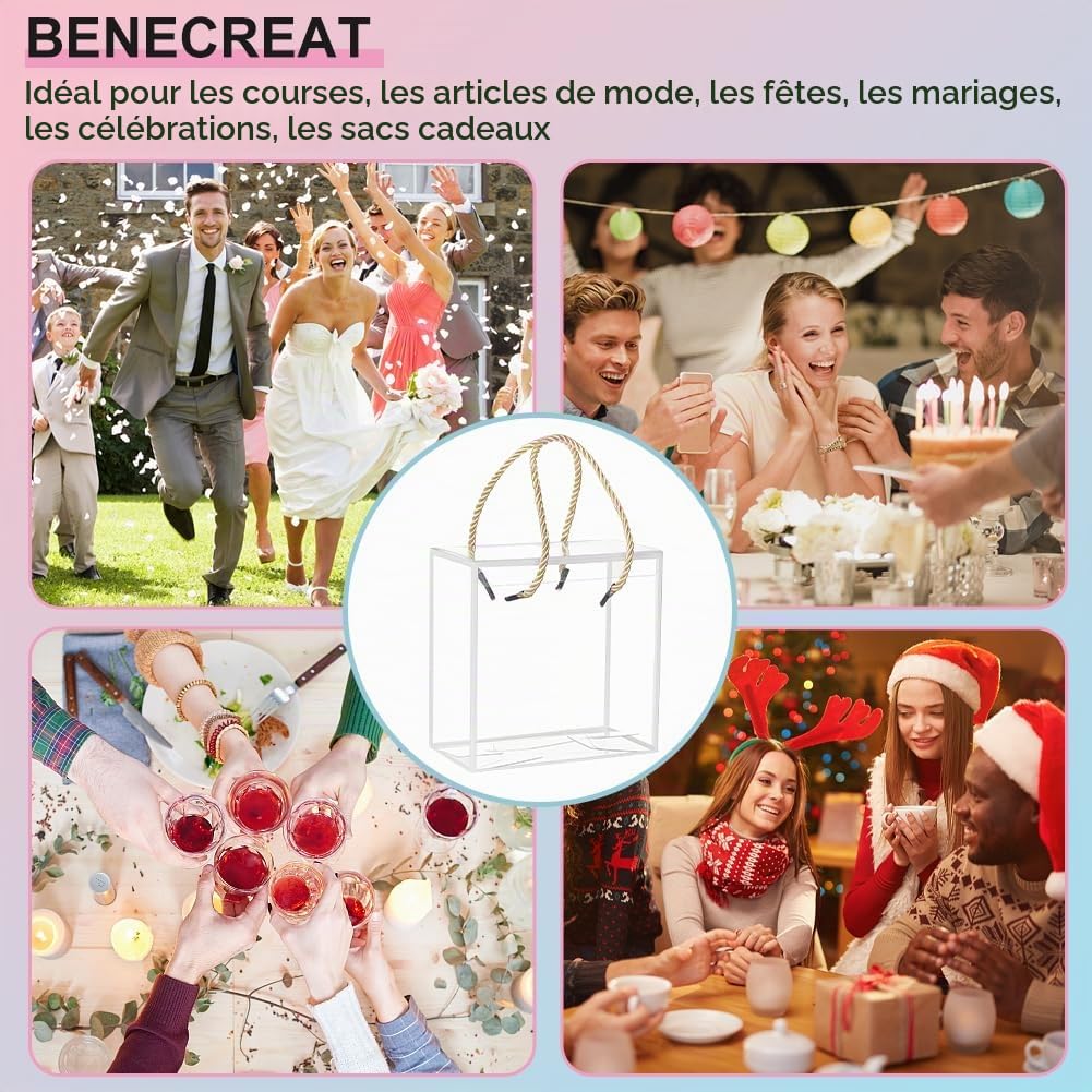 BENECREAT Boîtes dragées transparentes bordure blanche x10