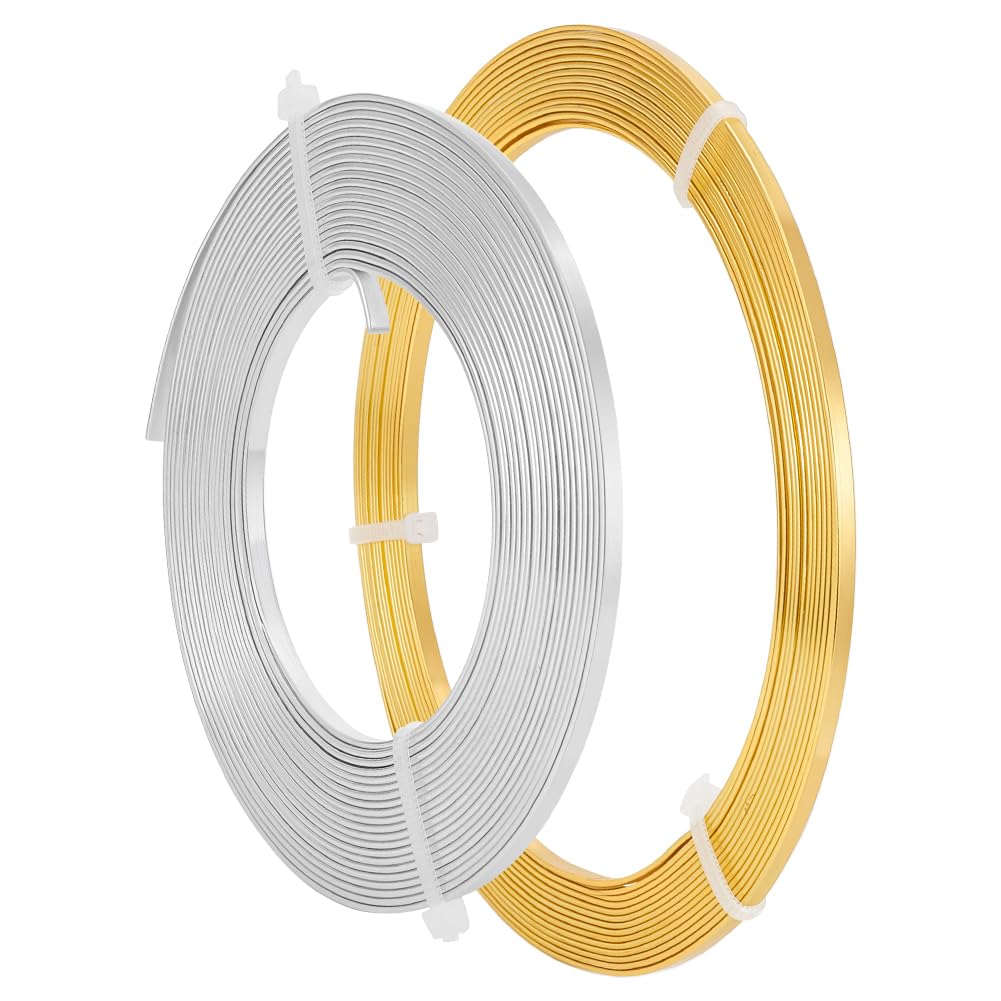 BENECREAT Fil Aluminium Plat Doré 10 mm 2x5 m Bijoux