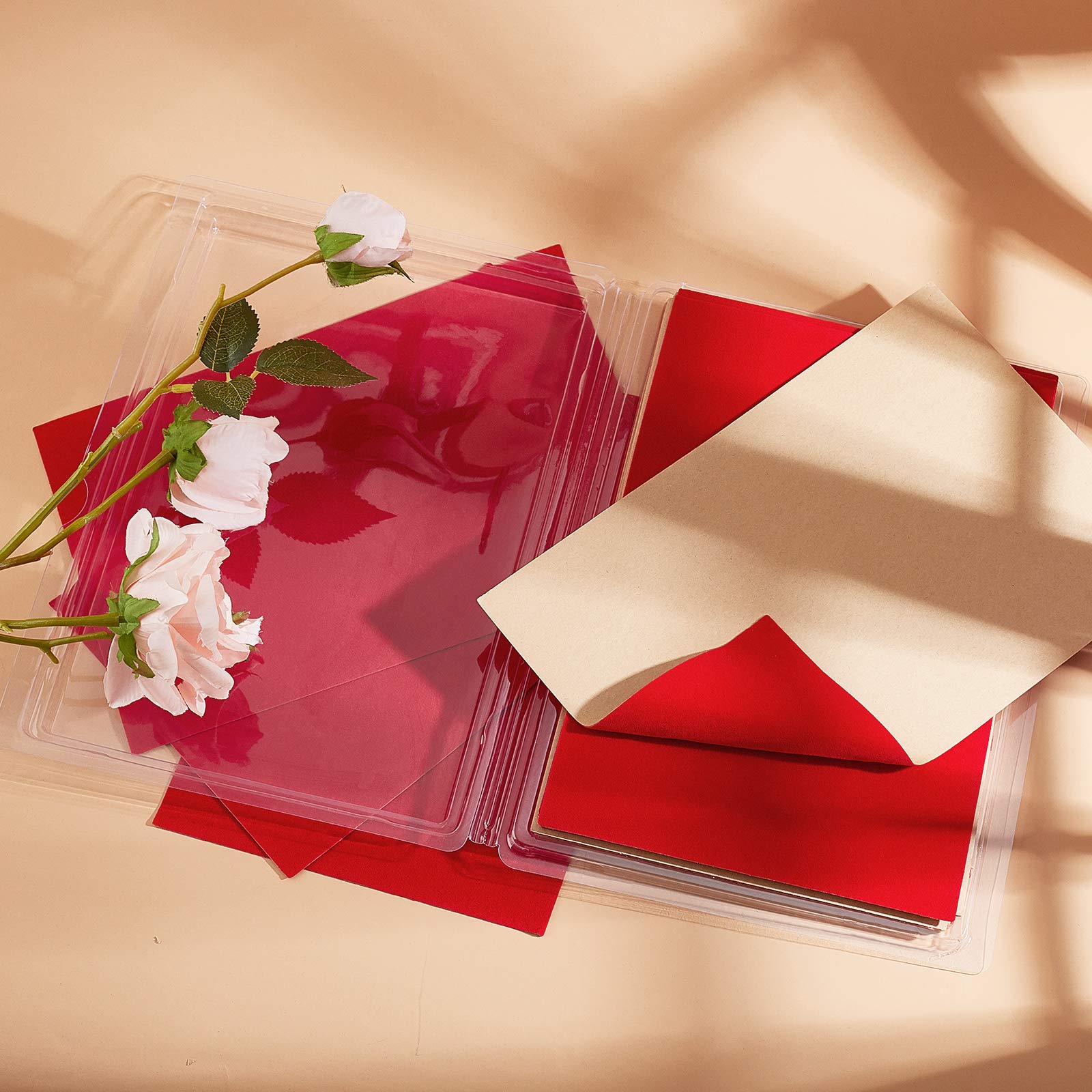 BENECREAT Feuille Feutrine Autocollante Rouge A4 x20 Velours