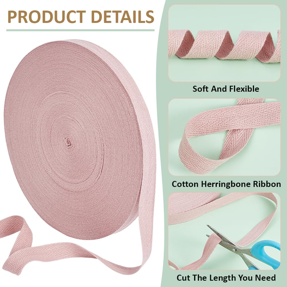 BENECREAT Ruban Sergé Coton Saumon Foncé 15mm 45 Mètres