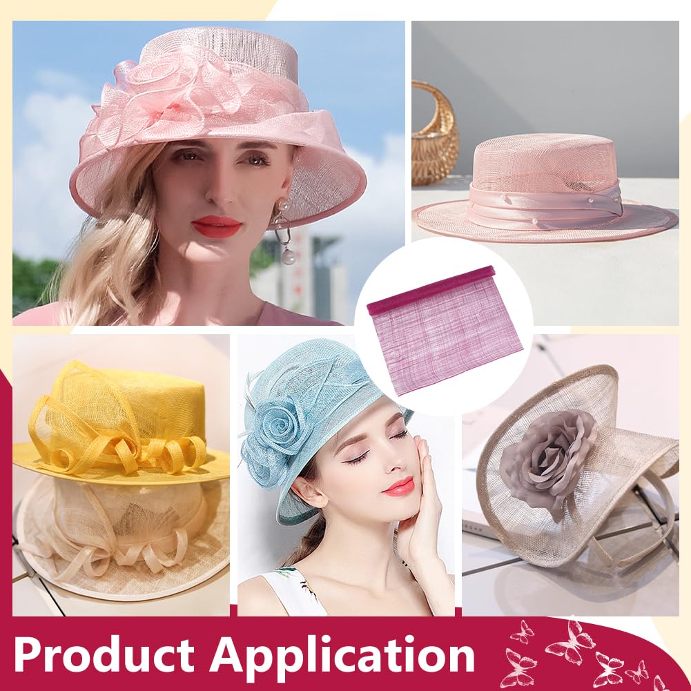BENECREAT tissu sinamay maille rose 91x50cm chapeau