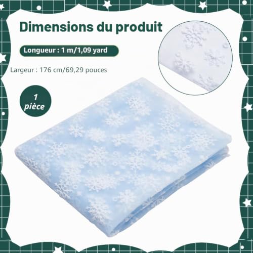 BENECREAT Tulle Flocon de Neige Bleu Clair 100x176 cm