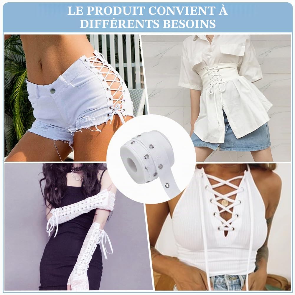 Benecreat ruban à œillets blanc 7,3 m coton 25 mm