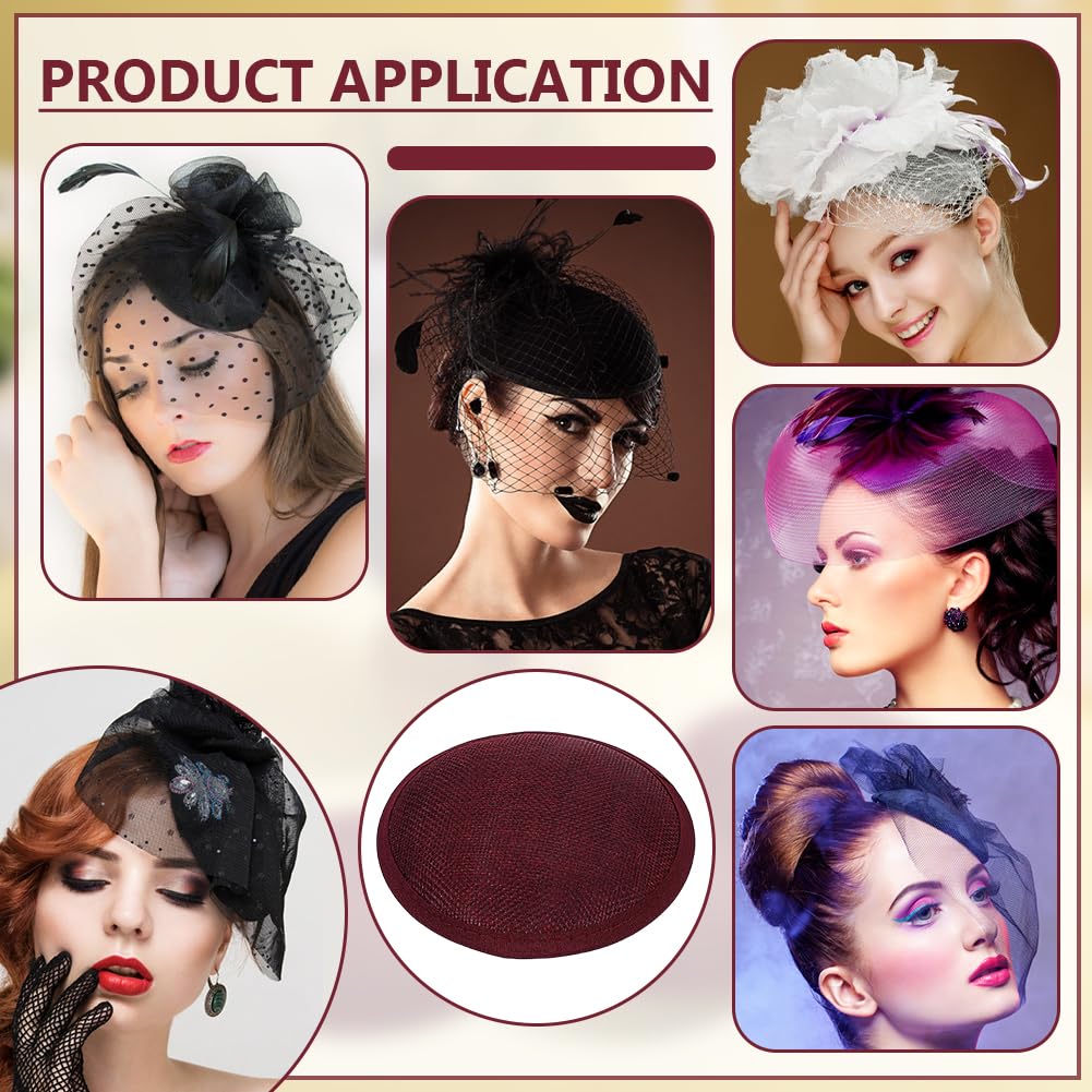 BENECREAT base bibi ronde fascinator rouge foncé x4