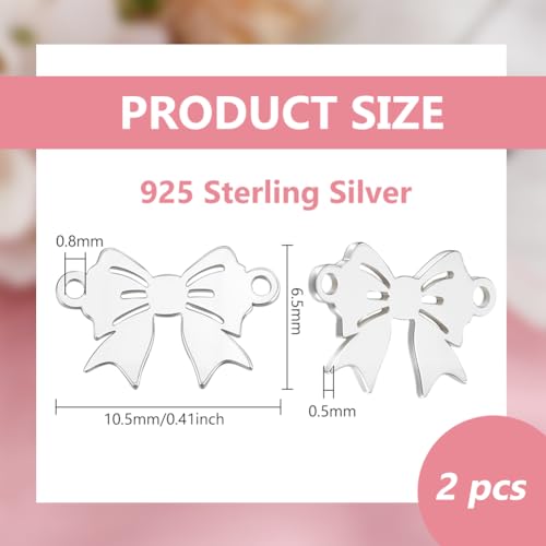 BENECREAT Noeud Papillon connecteur argent 925 lot de 2