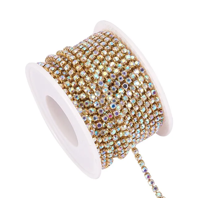 BENECREAT Chaîne Strass Cristal AB 2,6mm 9,14m Fond Or Couture
