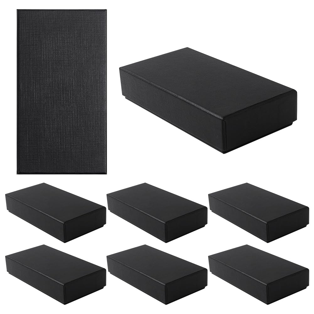 BENECREAT Boîte cravate carton noir fenêtre rectangulaire x8