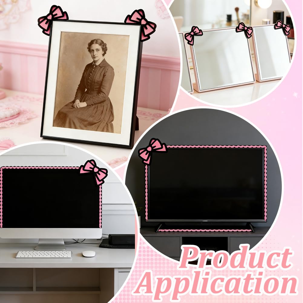 BENECREAT Nœuds Décoration Écran Acrylique Rose Bleu x4