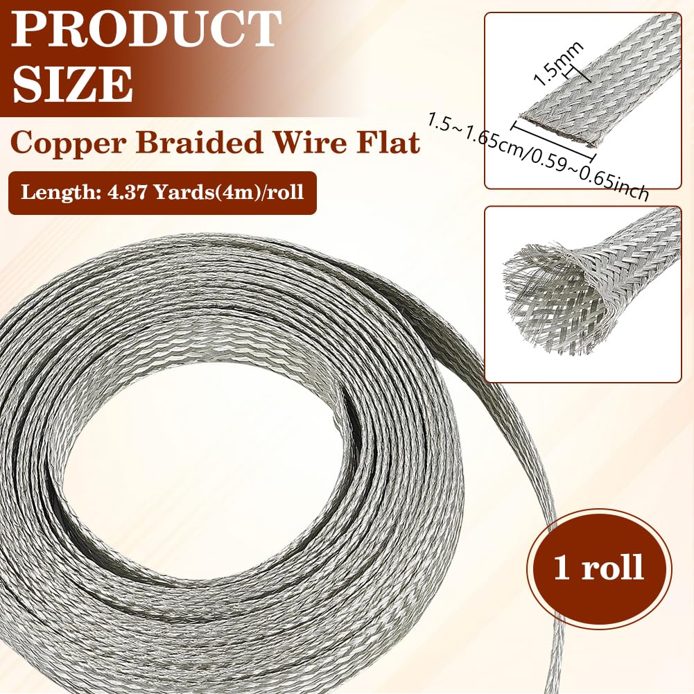 BENECREAT Tresse plate ruban de masse argent 15 mm 4 m
