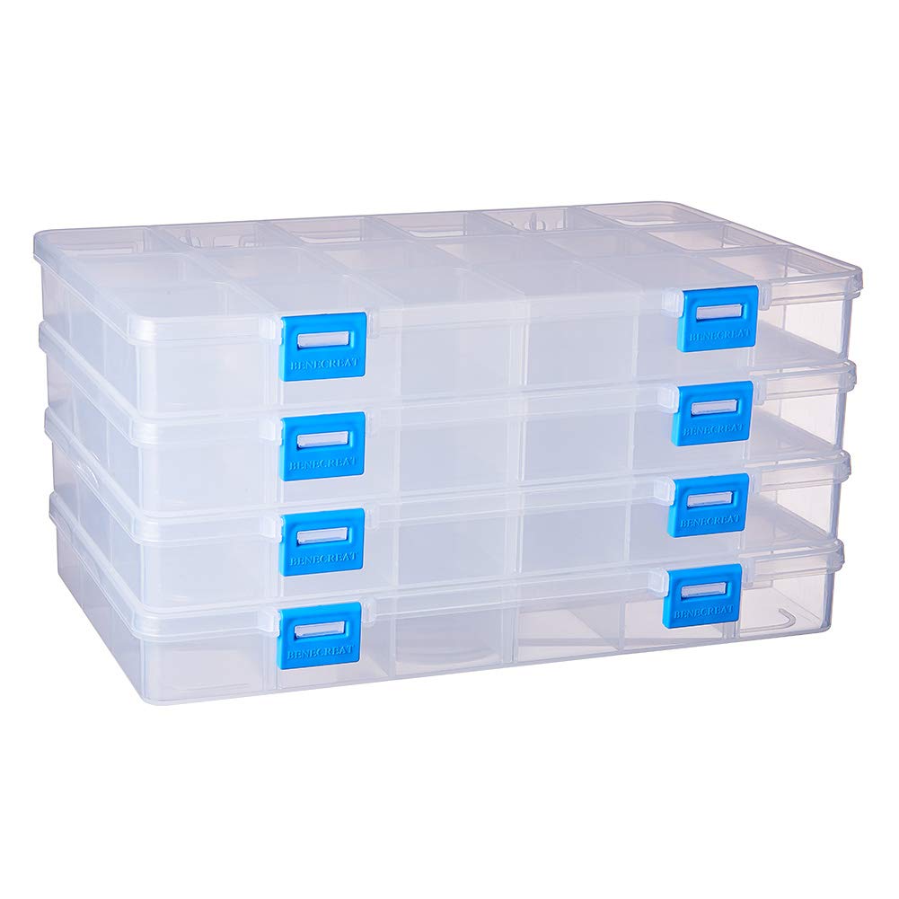 BENECREAT Boîte rangement plastique 12 grilles lot 4