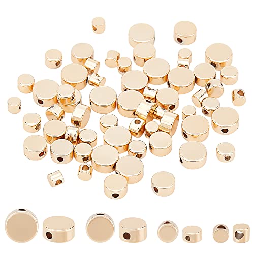 BENECREAT Perles Intercalaires Plaqué Or 14K 64 Pcs Rondes
