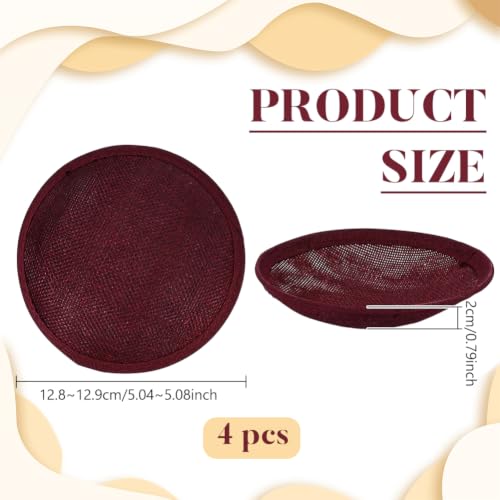 BENECREAT base bibi ronde fascinator rouge foncé x4