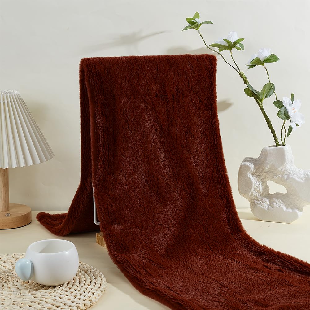 BENECREAT tissu fausse fourrure marron 50x160cm
