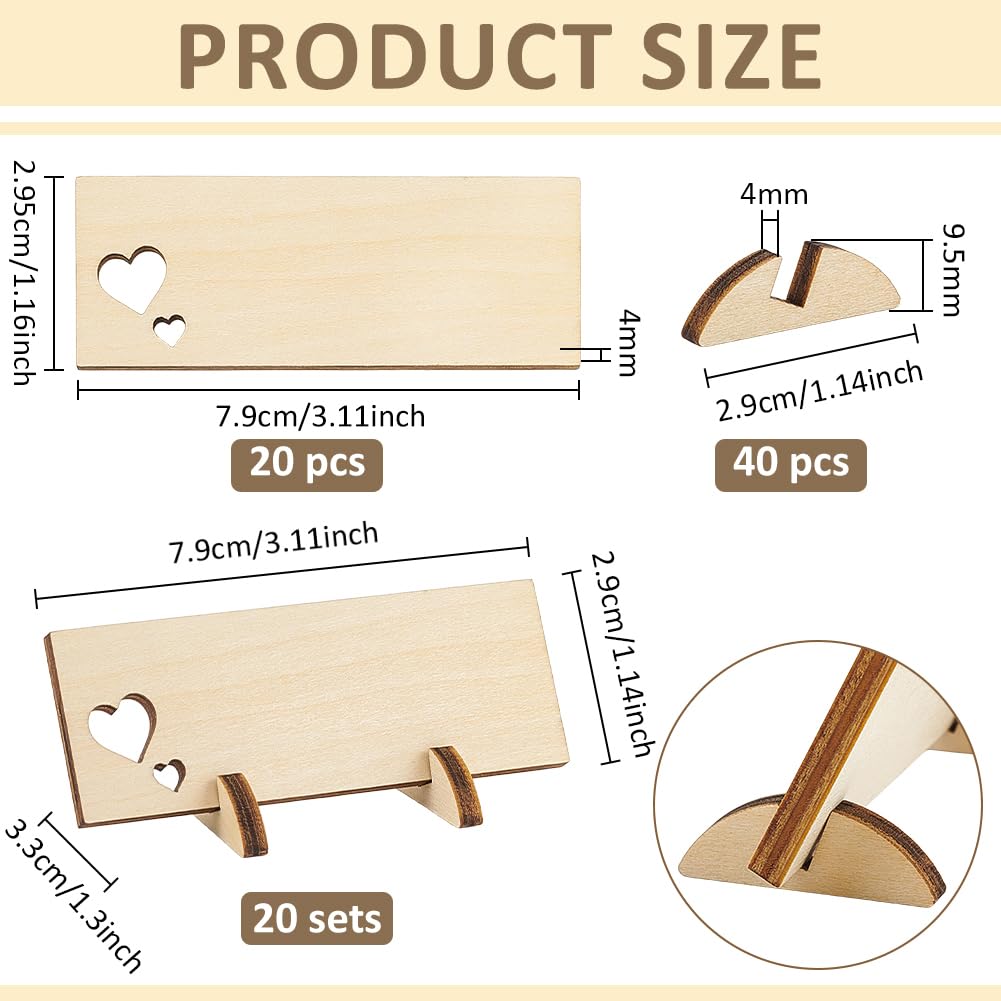 BENECREAT supports bois noms table mariage x20 29,5x79 mm